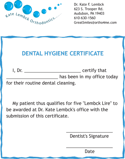 Dental Hygiene Certificate